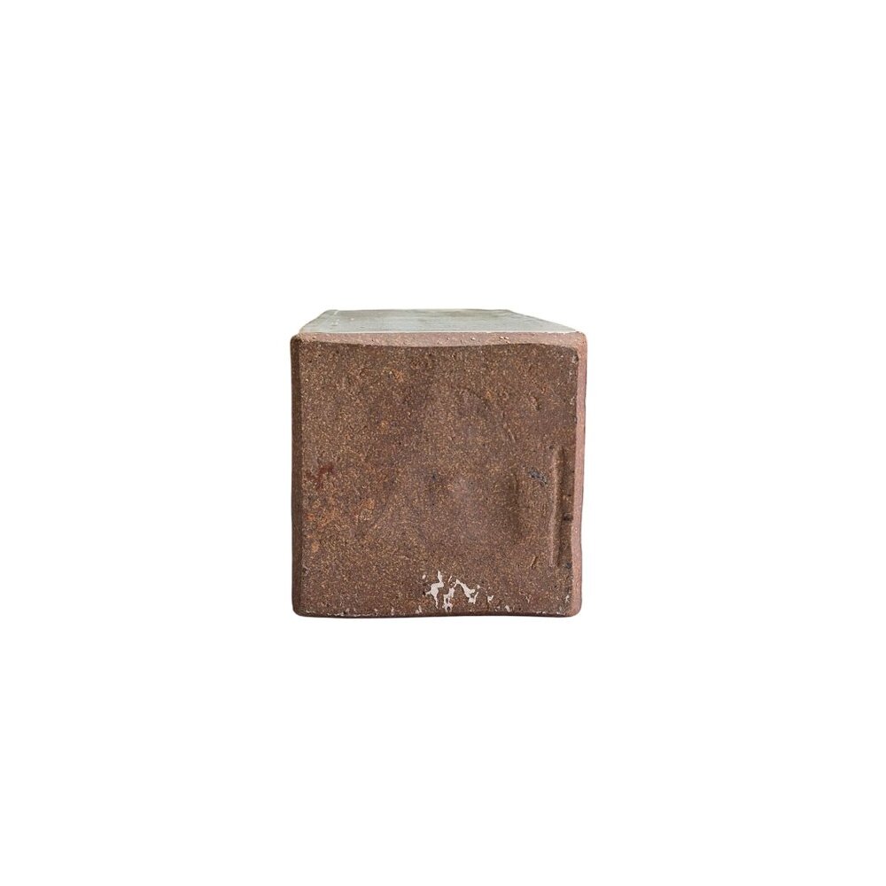 Heavy Stoneware Clay Urn Vase Rustic Floral Rectangular Brown & Beige Glaze - Picture 6 of 13